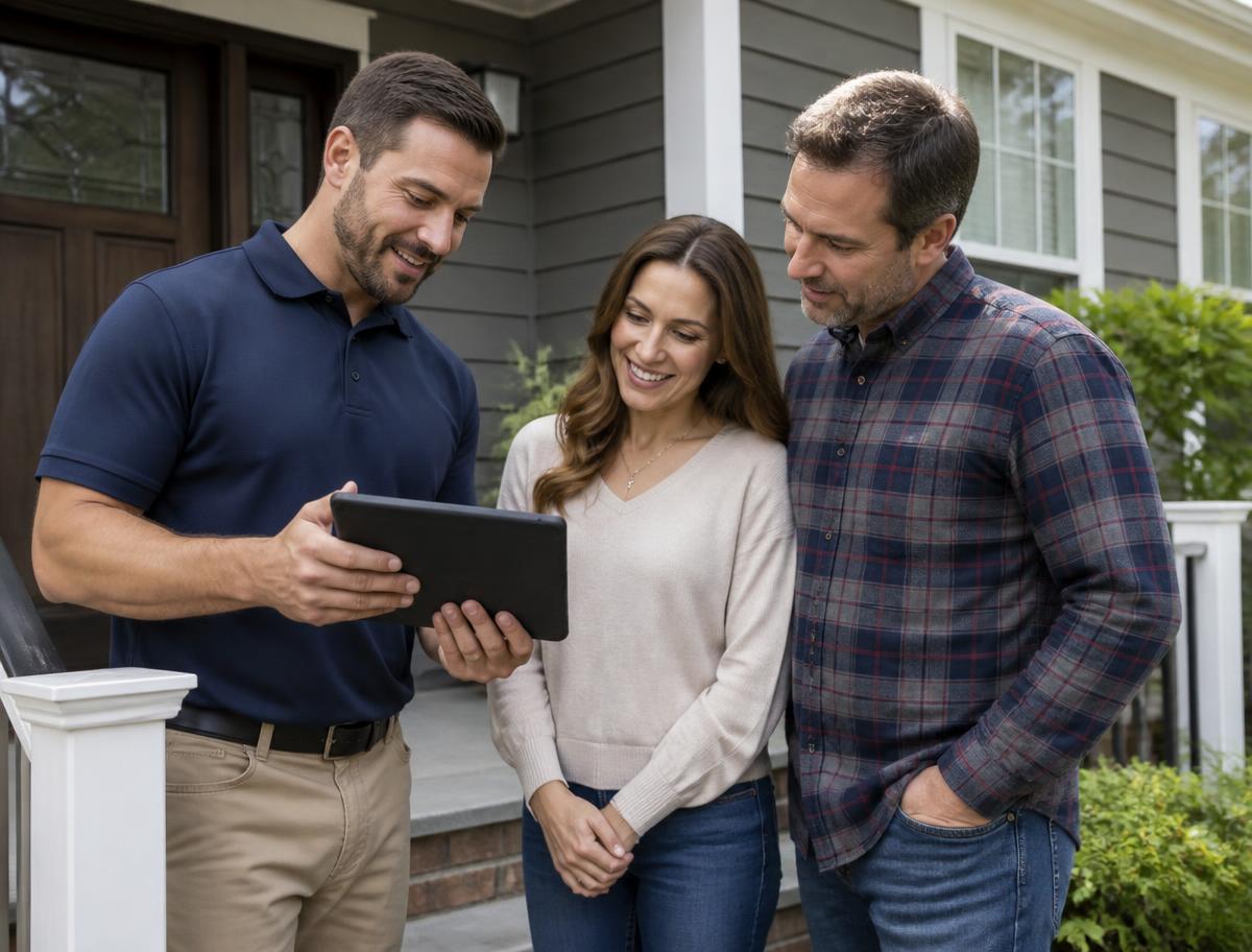 An Energy Dynamic advisor explaining a solar proposal to homeowners